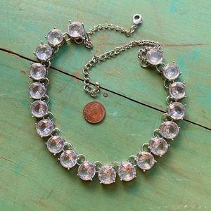 Clear Silver Tone Acrylic Crystal Necklace - NWOT